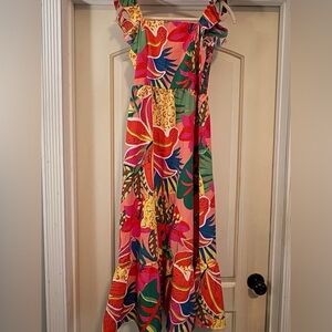 SHEIN Colorful Tropical Maxi Dress